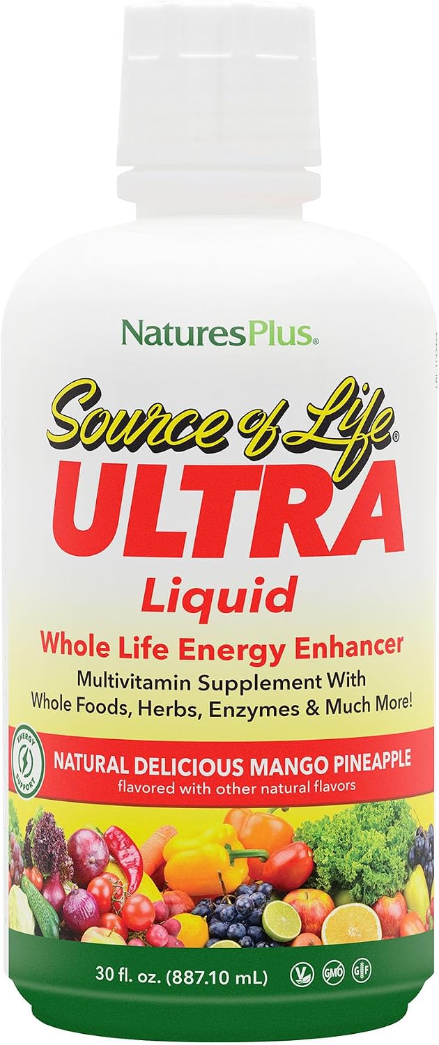 NaturesPlus Ultra Source of Life Liquid Multivitamínico - 30 fl oz (887 ml) - Sabor Mango Piña