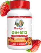 MARYRUTH'S Organic Vitamin D3 + B12 Gummies for Ages 4+ | Bone Health | Immune Support | Energy Metabolism | Cognitive Function | Vegan | Non-GMO | Gluten Free | 60 Servings | 2 Month Supply