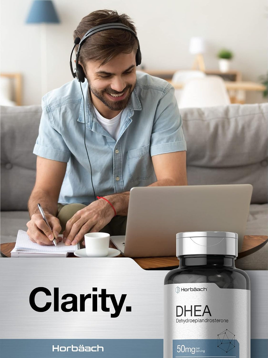 Horbäach DHEA 50mg | 150 Comprimidos | Suplemento No-GMO, Sin Gluten