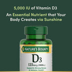 Nature's Bounty Vitamina D3 5000 IU Cápsulas Blandas de Liberación Rápida, 150 Unidades