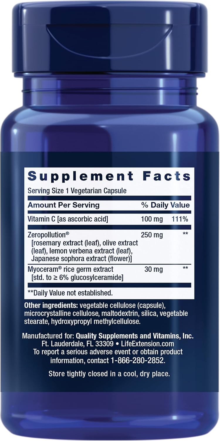 Life Extension Daily Skin Defense, Suplemento para la Piel con Vitamina C y Ceramidas, 30 Cápsulas
