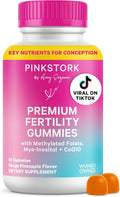 Pink Stork Gominolas de Fertilidad para Mujeres | CoQ10, Myo-Inositol, Folato Metilado | Apoyo para el Equilibrio Hormonal y la Función Ovárica | 60 Gominolas