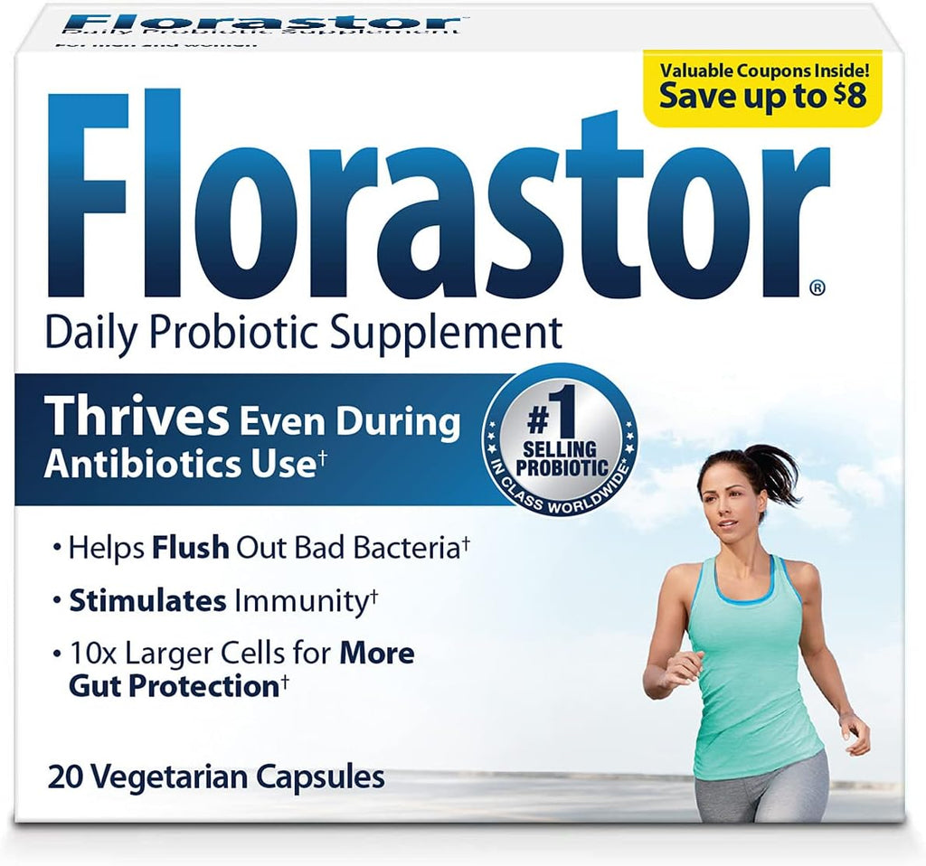 Florastor Daily Probiotic, 20 Capsules (Pack of 2)