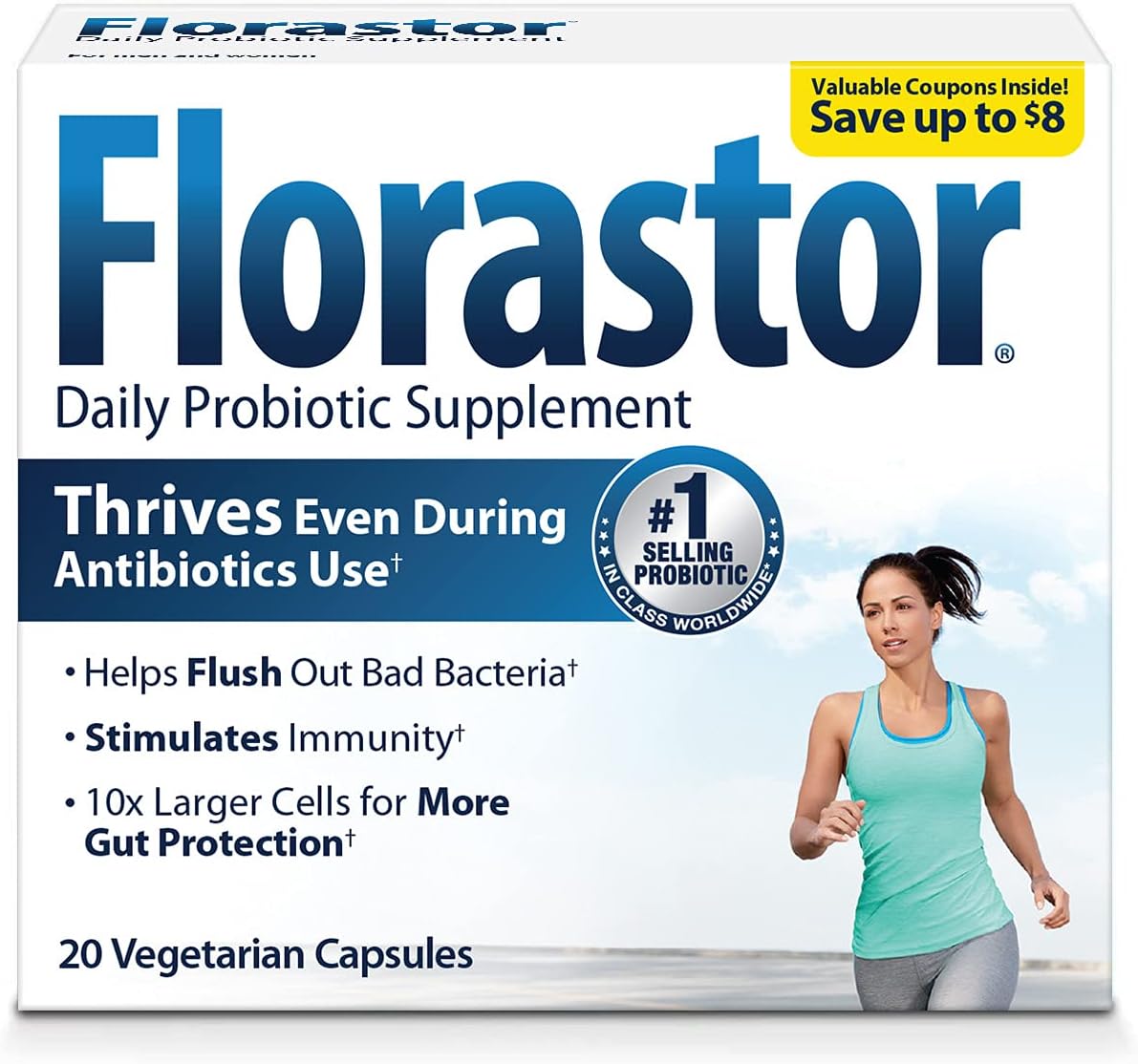 Florastor Daily Probiotic, 20 Capsules (Pack of 2)