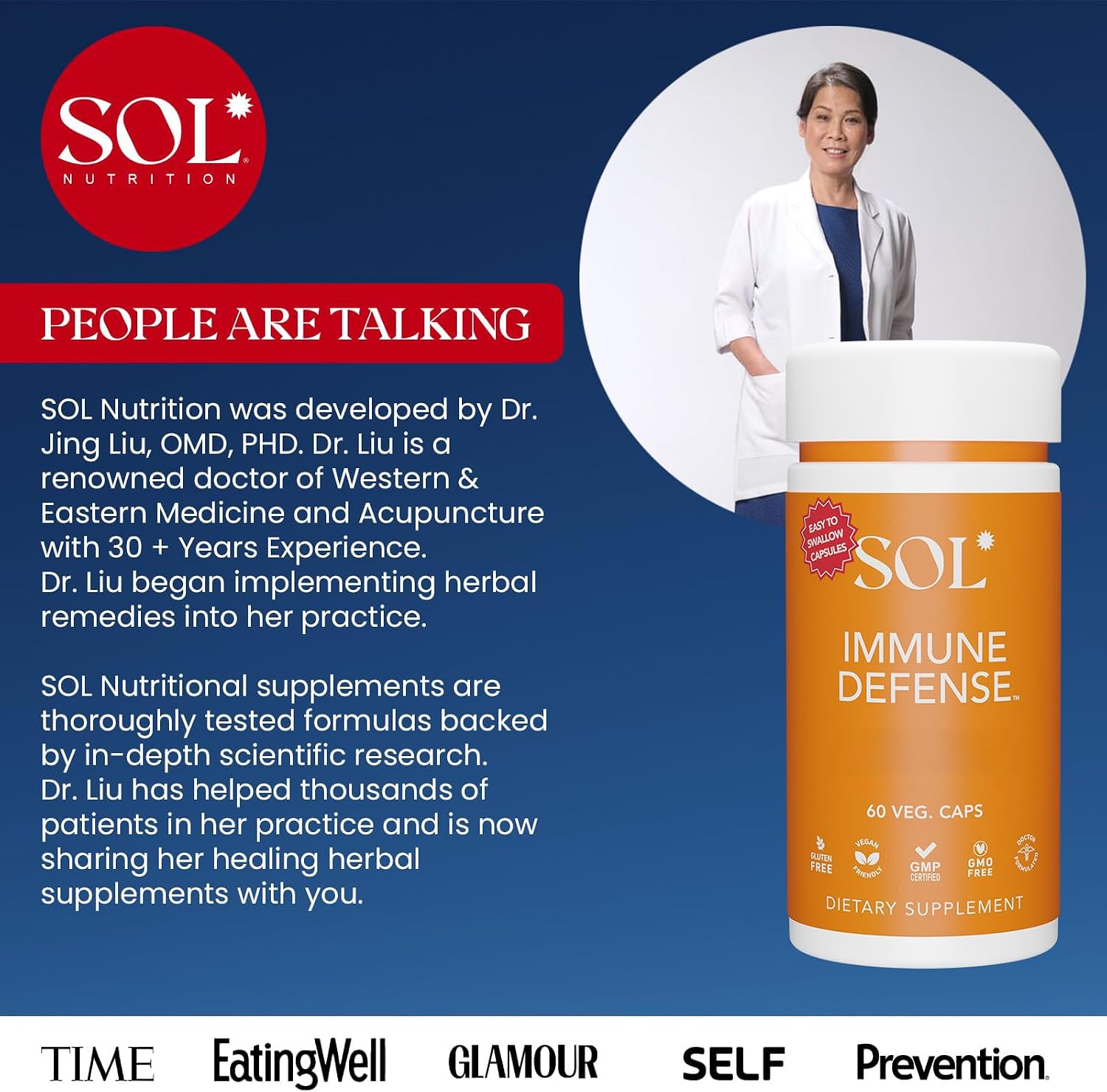 Immune Defense de SOL Nutrition - Suplemento Inmunológico con Astrágalo, Gotu Kola y Andrographis, 60 Cápsulas