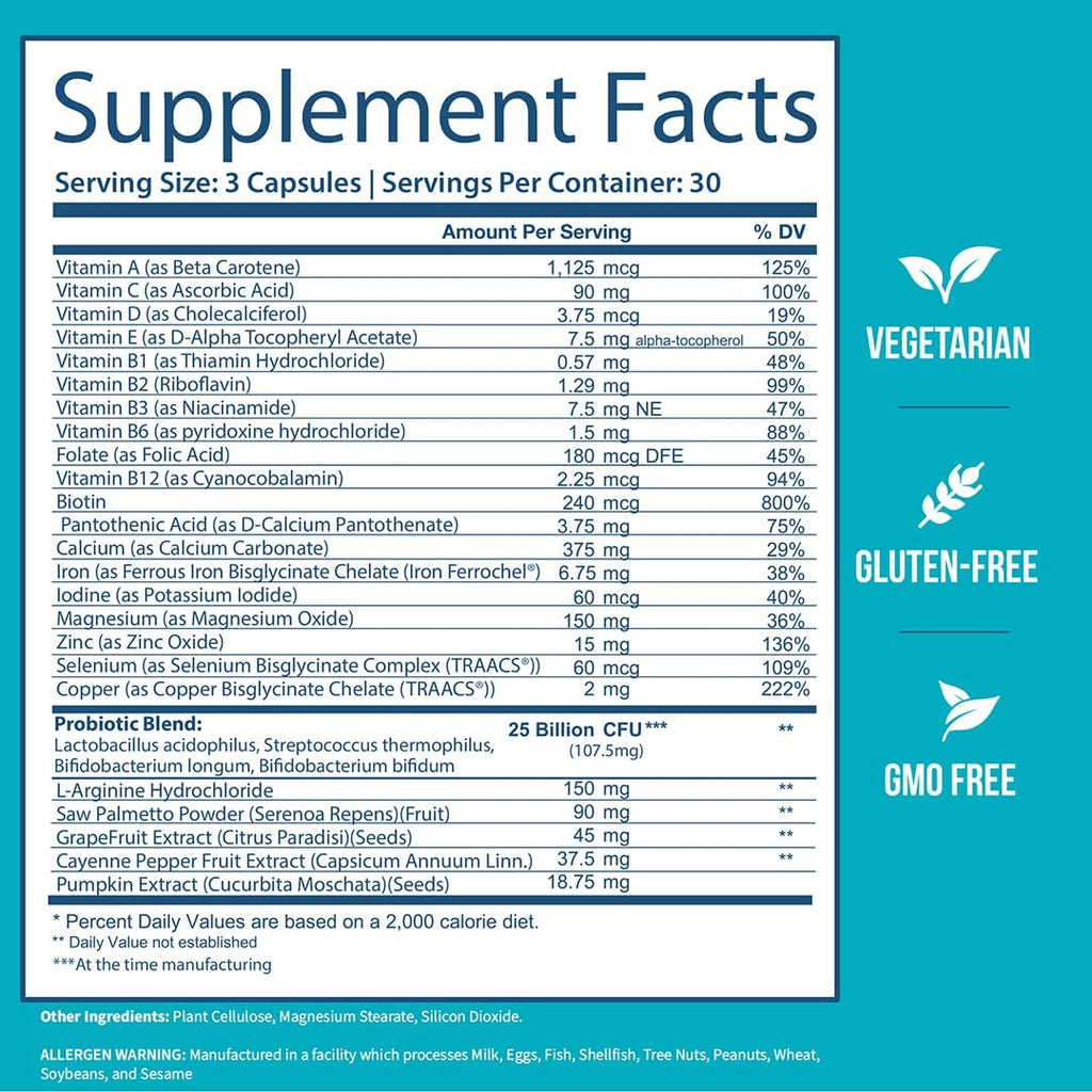 GOBIOTIX Multivitamínico con Probióticos y Enzimas Digestivas - 25 mil millones de UFC - Salud Digestiva - 90 Cápsulas
