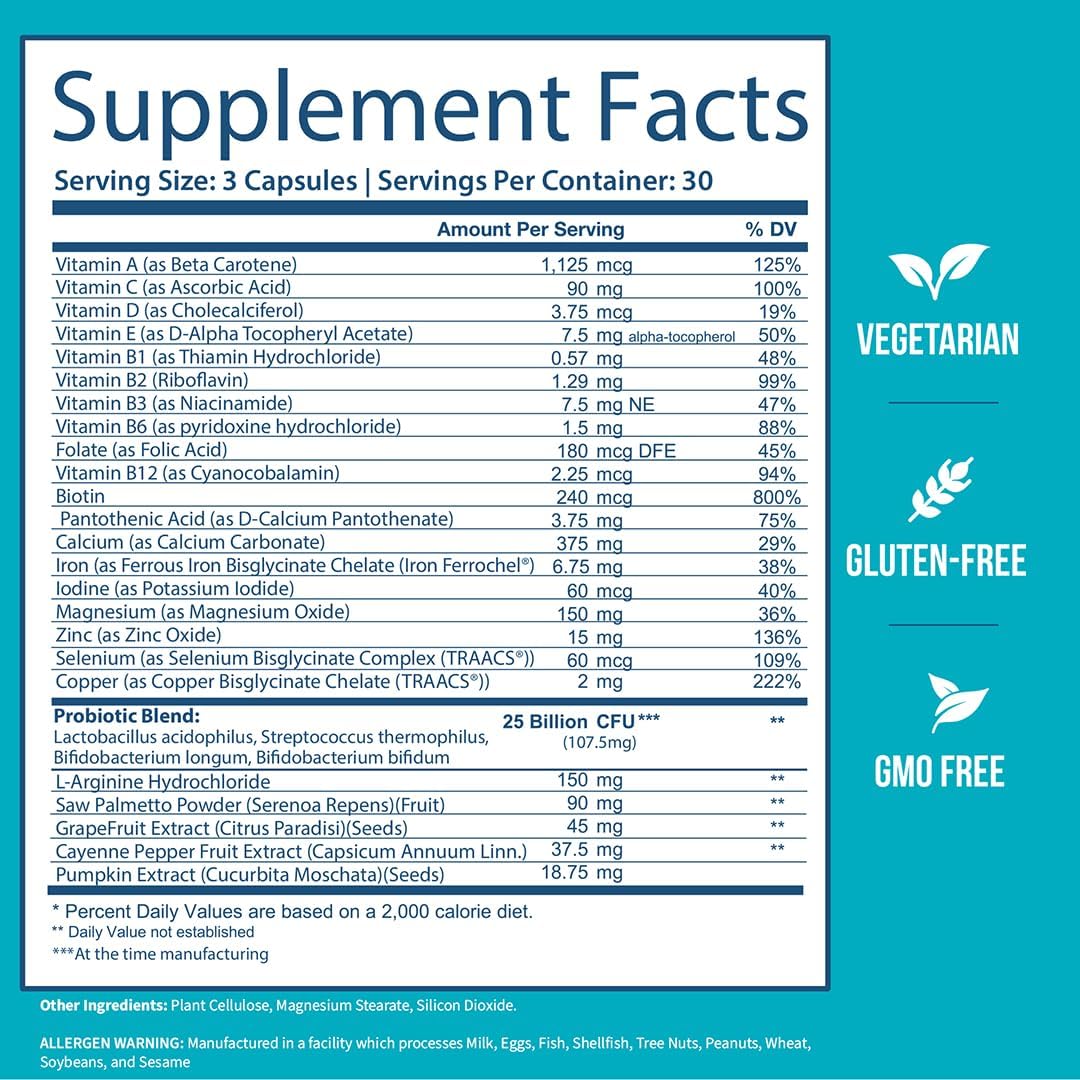 GOBIOTIX Multivitamínico con Probióticos y Enzimas Digestivas - 25 mil millones de UFC - Salud Digestiva - 90 Cápsulas