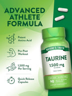 Nature's Truth Suplemento de Taurina, 1500 mg, 90 Cápsulas, Sin Gluten y No-GMO