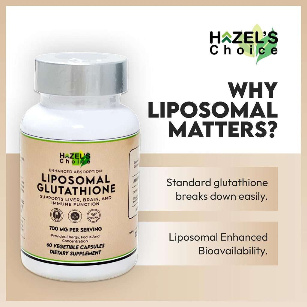 HAZEL'S Choice Glutatión Liposomal 700mg | 60 Cápsulas Vegetales | Vegano, Non-GMO, Sin Lactosa