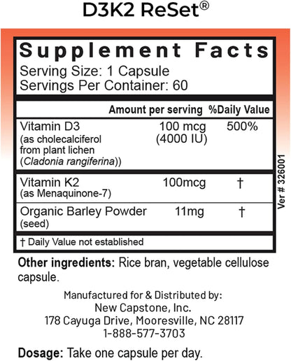 RnA ReSet D3K2 Reset – 4000 UI Vitamina D3 y – La vitamina D contribuye al mantenimiento de los niveles normales – Image 2