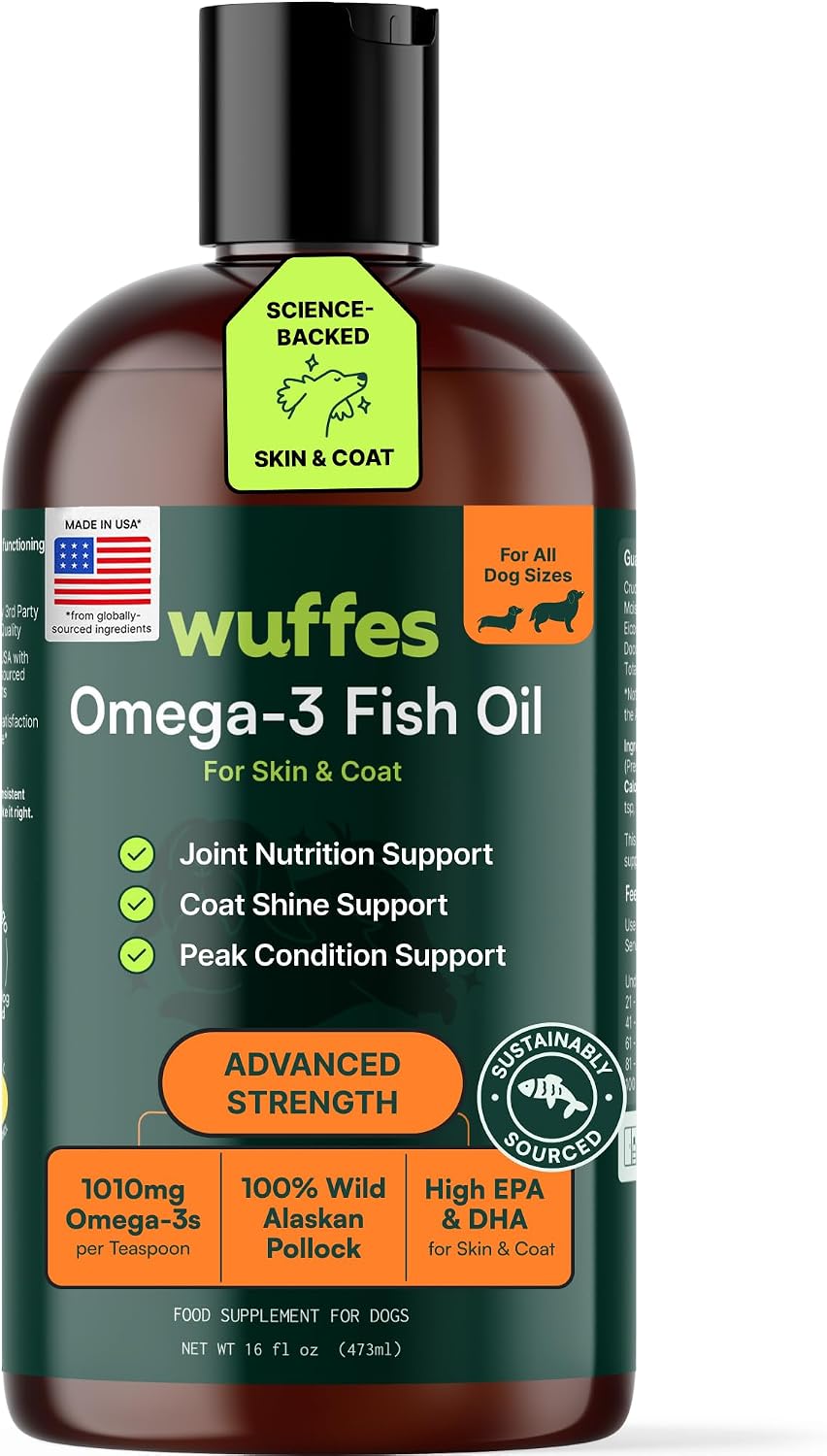 Aceite de Pescado Omega 3 Avanzado para Perros - 100% Puro de Alaska Salvaje, 473 ml