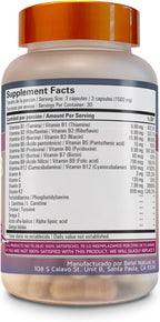 Betel Natural Cerebro B+ Cápsulas - Complejo B con Ginkgo Biloba para el Sistema Nervioso - 90 Cápsulas