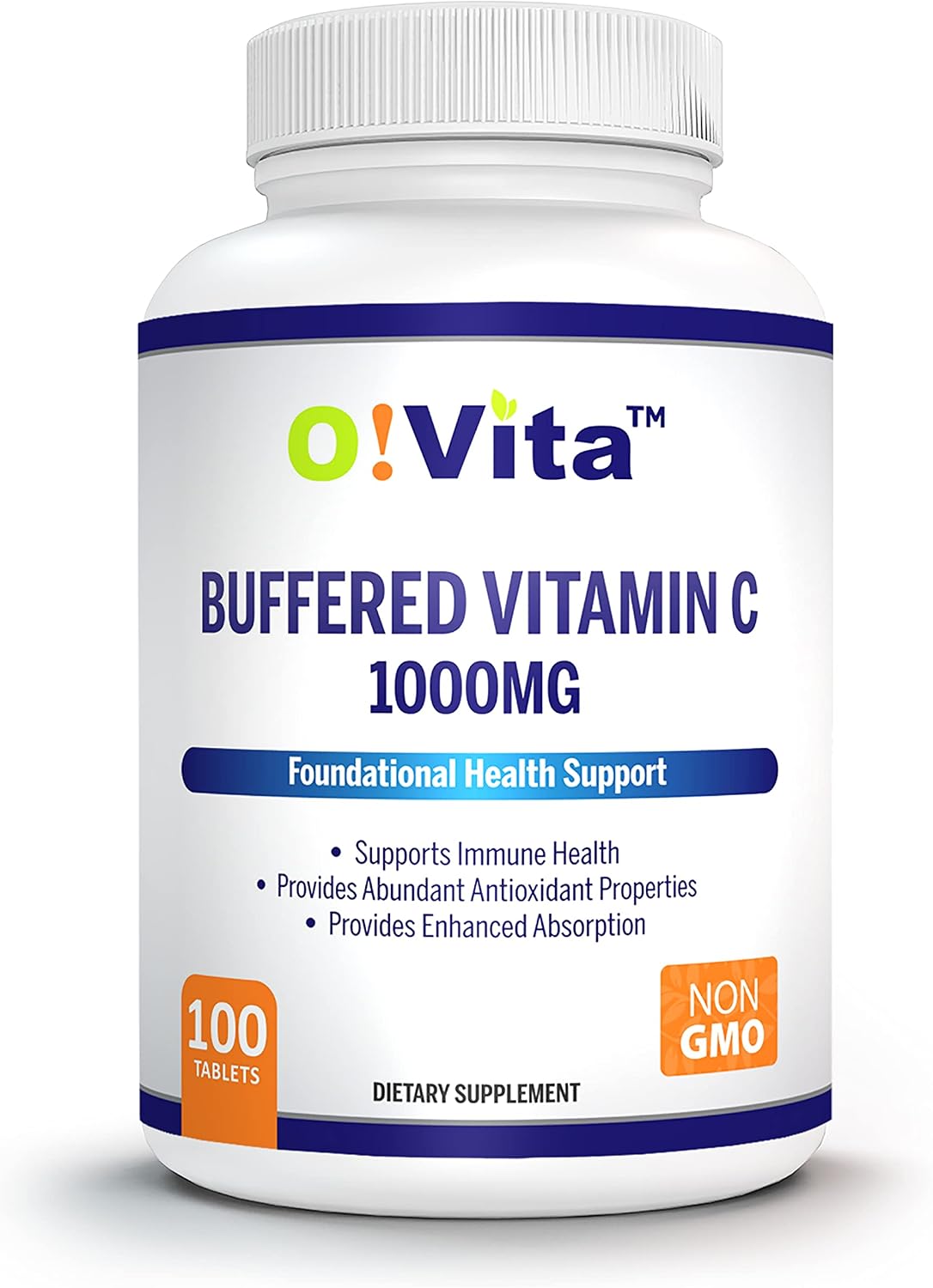 O!VITA Vitamina C Tamponada 1000mg | 100 Comprimidos No-GMO