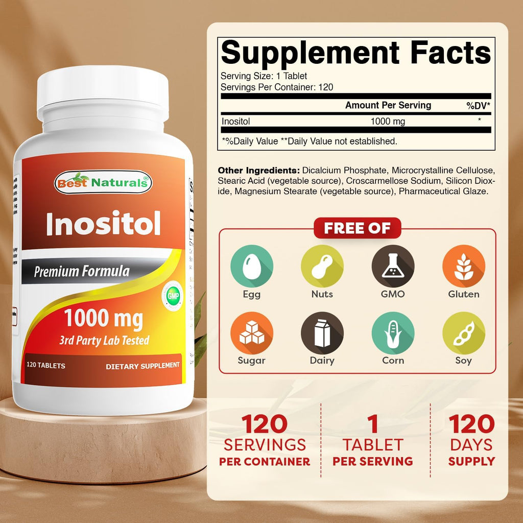 Best Naturals Inositol 1000 mg - 120 Comprimidos
