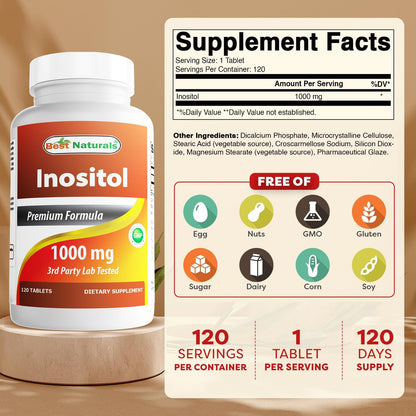 Best Naturals Inositol 1000 mg - 120 Comprimidos – Image 2