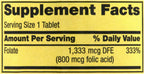 Spring Valley Folate Dietary Supplement, 1333 mcg DFE, 400 Comprimidos