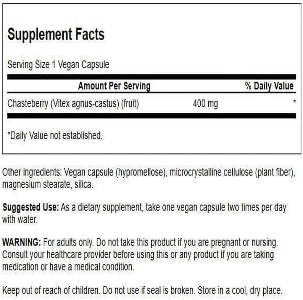 Swanson Chasteberry Fruto - 120 Cápsulas de 400 mg