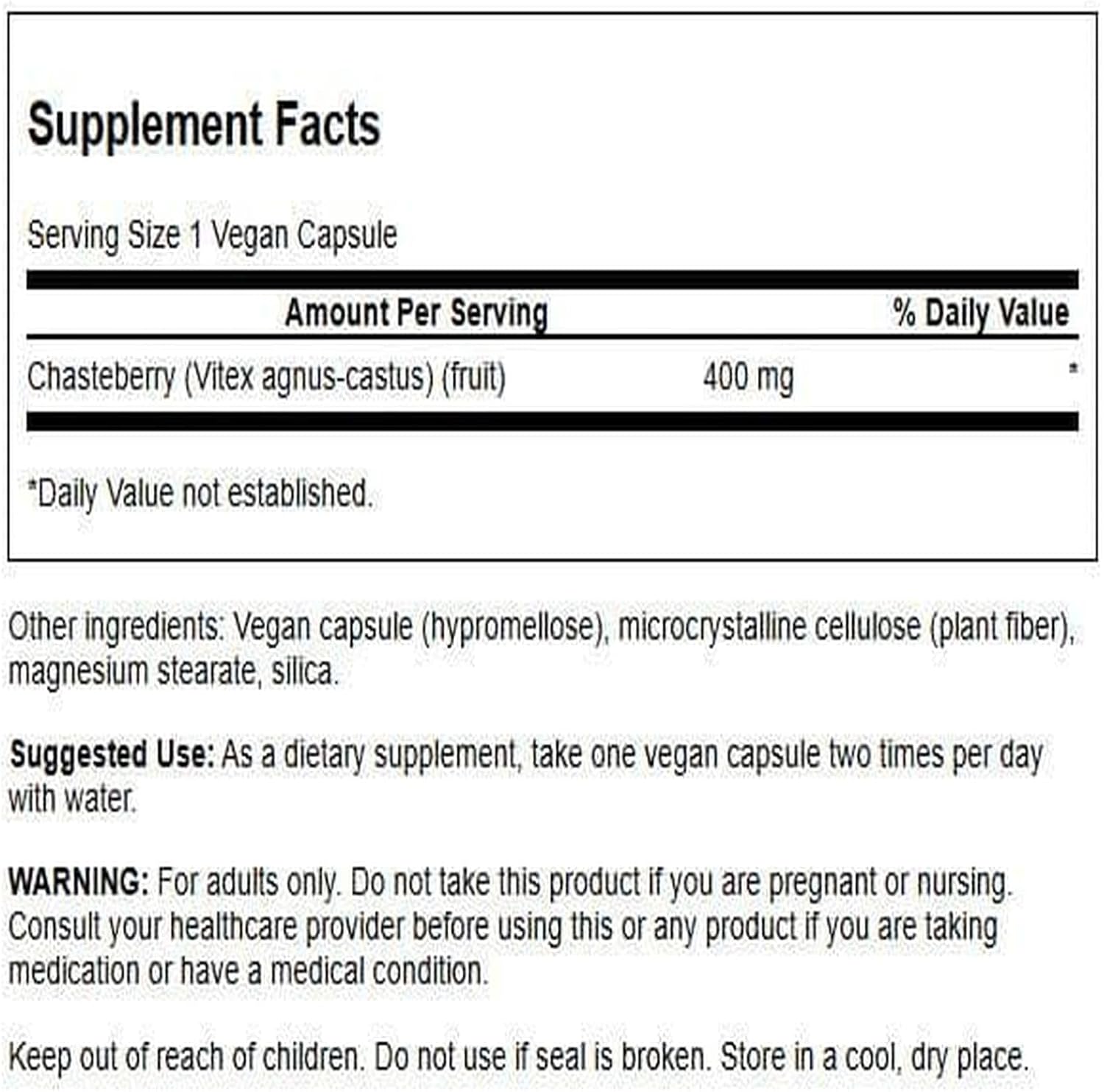 Swanson Chasteberry Fruto - 120 Cápsulas de 400 mg