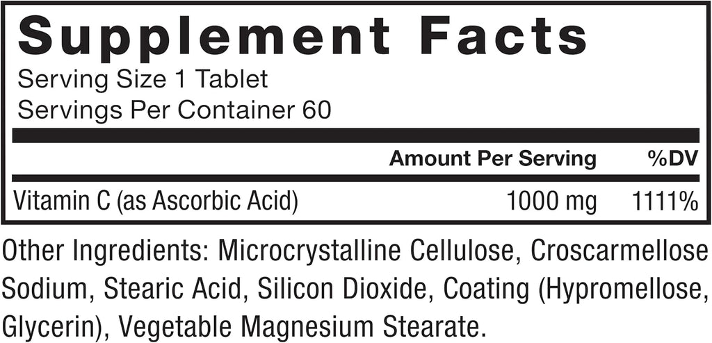 Force Factor Vitamina C 1000mg - Suplemento Inmunológico con Antioxidantes - Vegano - 60 Comprimidos