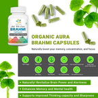 Organic Aura Cápsulas de Brahmi - 120 uds.