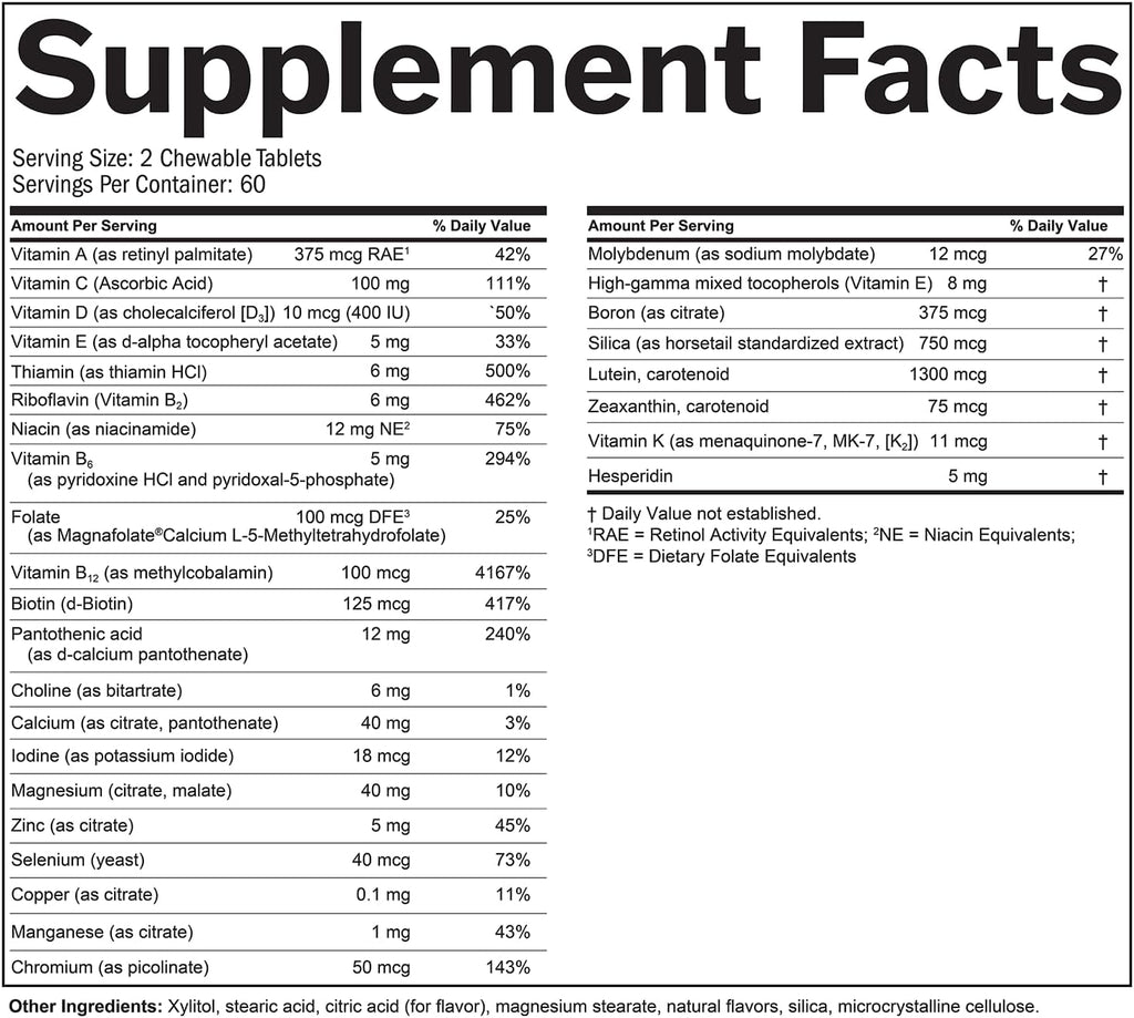 BRAINMD Kids' NeuroVite - Multivitamínico y Mineral, Sabor Naranja, 120 Comprimidos Masticables