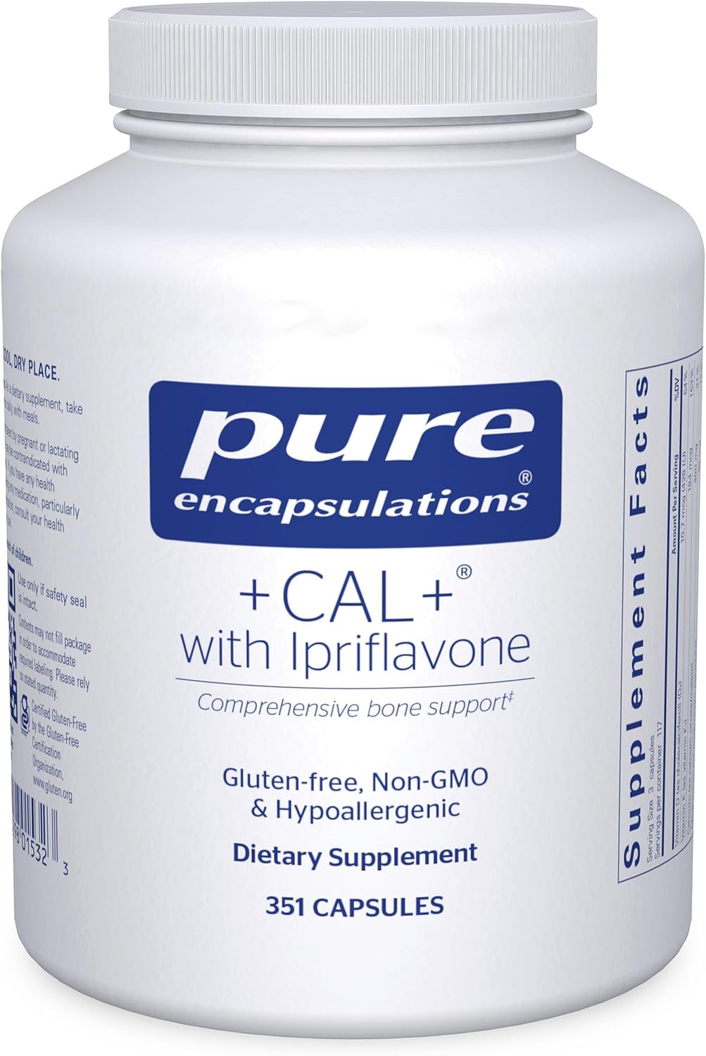Pure Encapsulations +Cal+ with Ipriflavone | Mineral, Vitamin, and Herbal Supplement for Bone Health | 351 Capsules