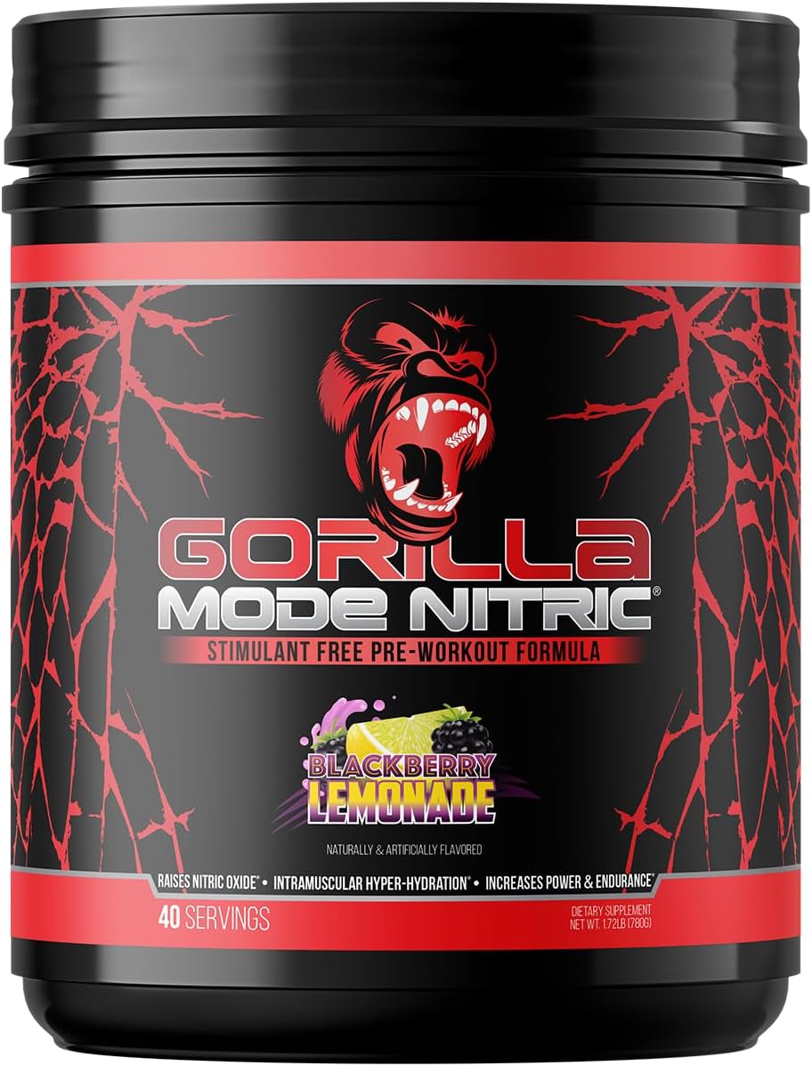 Gorilla Mode Nitric – Pre-Entreno Sin Estimulantes (784g, Tiger's Blood)
