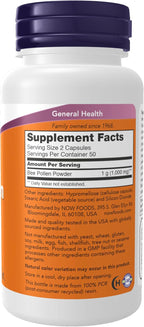 NOW Foods Crd Polen de Abeja, 100 Cápsulas de 500 mg