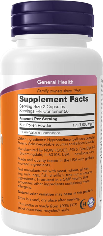 NOW Foods Crd Polen de Abeja, 100 Cápsulas de 500 mg – Image 3