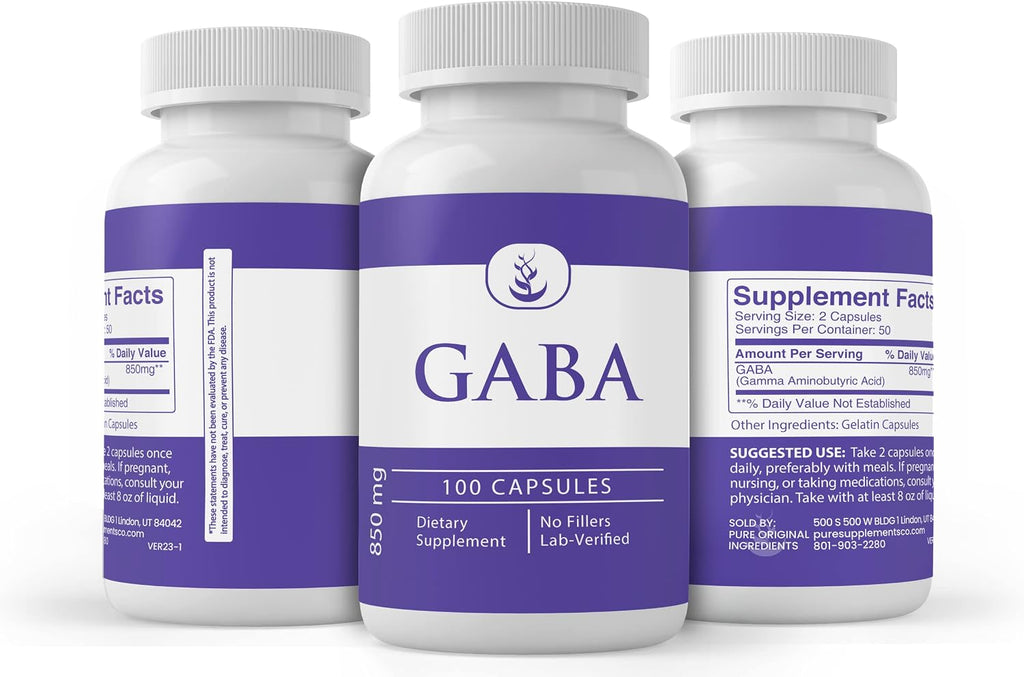 Pure Original Ingredients GABA, 100 Cápsulas - Suplemento Puro