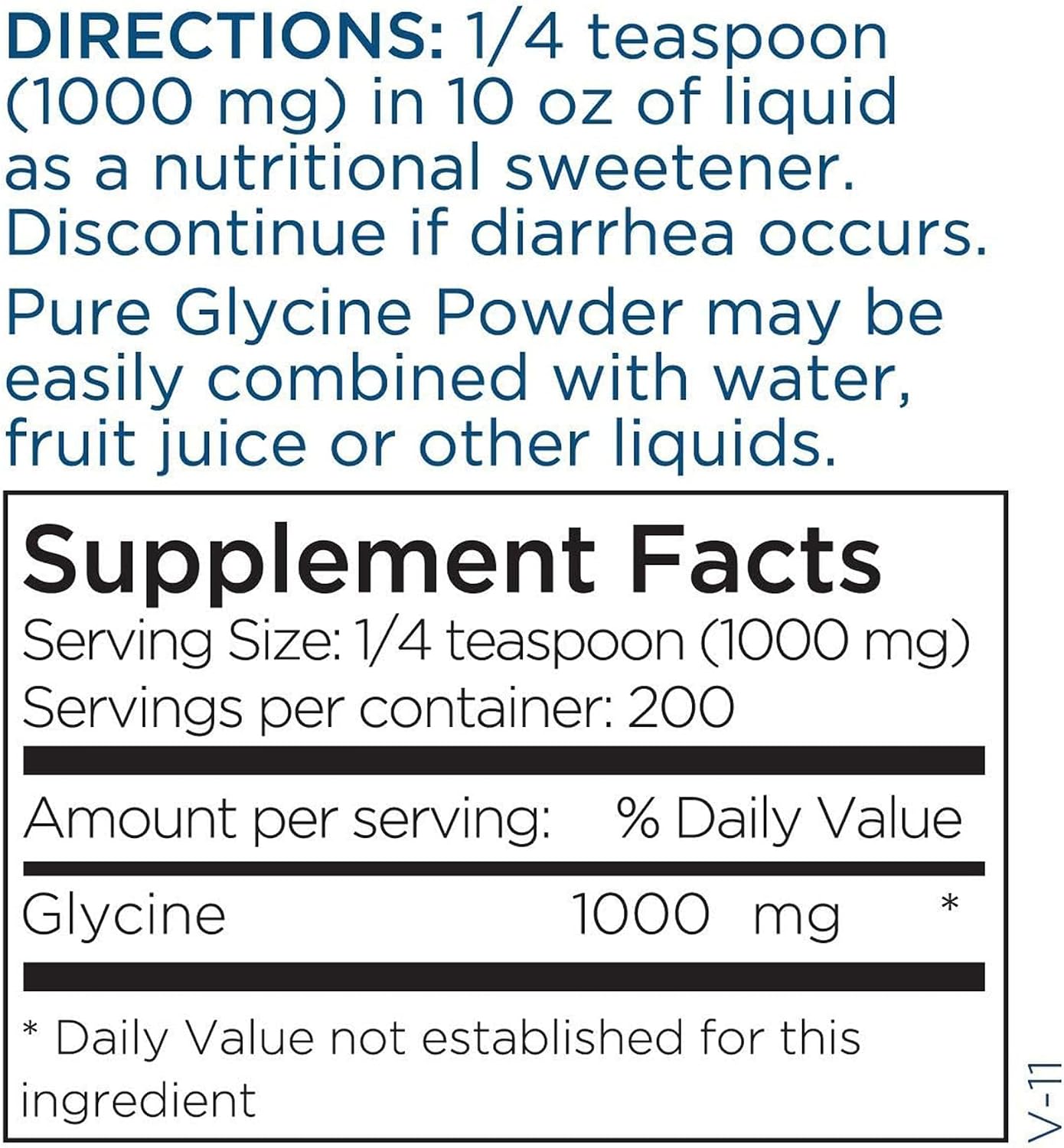 Metabolic Maintenance Glycine Powder – 1000 mg Glycine – Hypoallergenic Formula – Unflavored – 200 Servings – 198 g