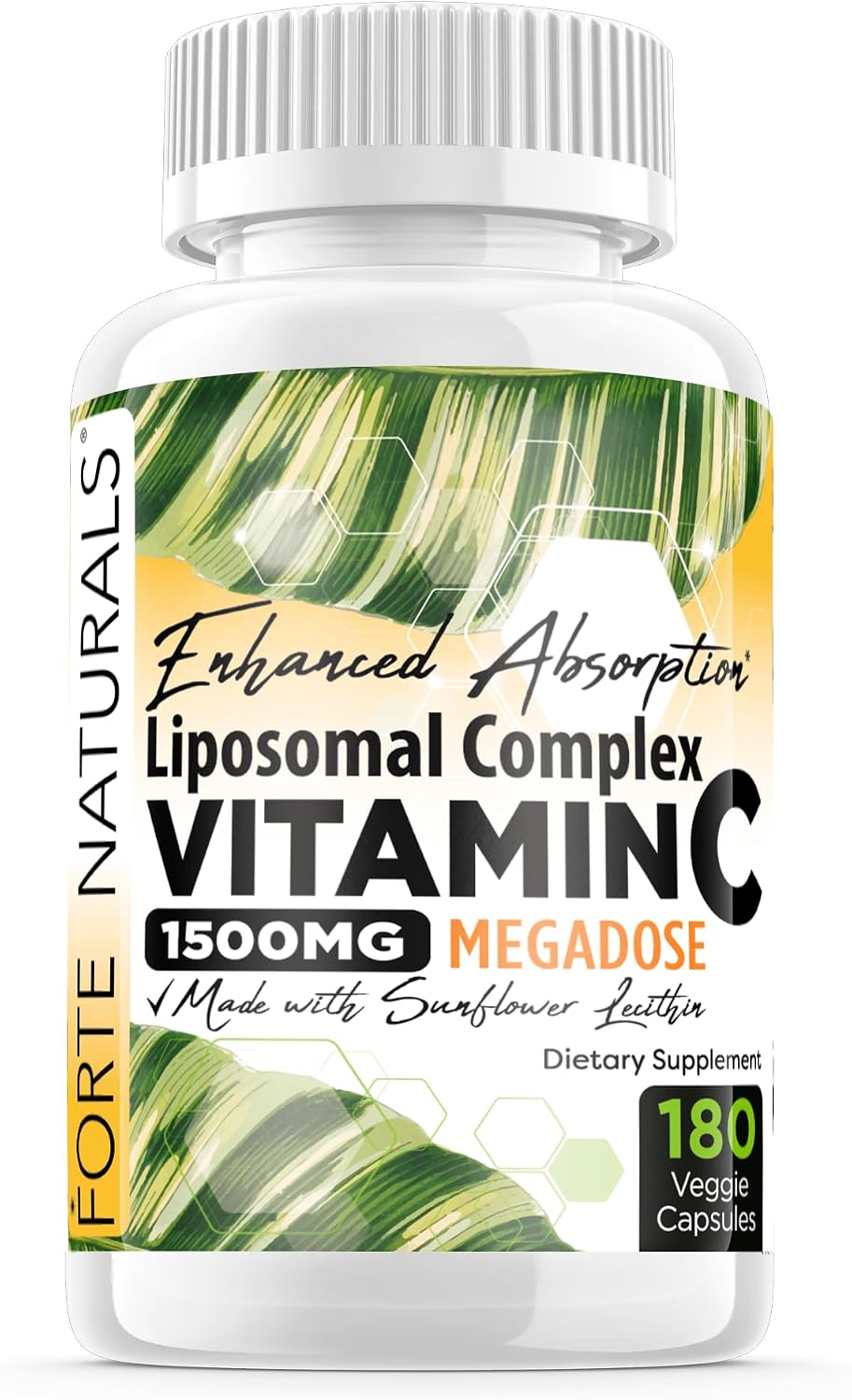 Forte Naturals Vitamina C Liposomal 1500mg con Lecitina de Girasol - 180 Cápsulas Veganas