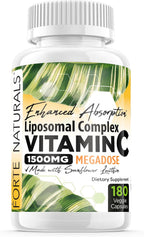 Forte Naturals Vitamina C Liposomal 1500mg con Lecitina de Girasol - 180 Cápsulas Veganas