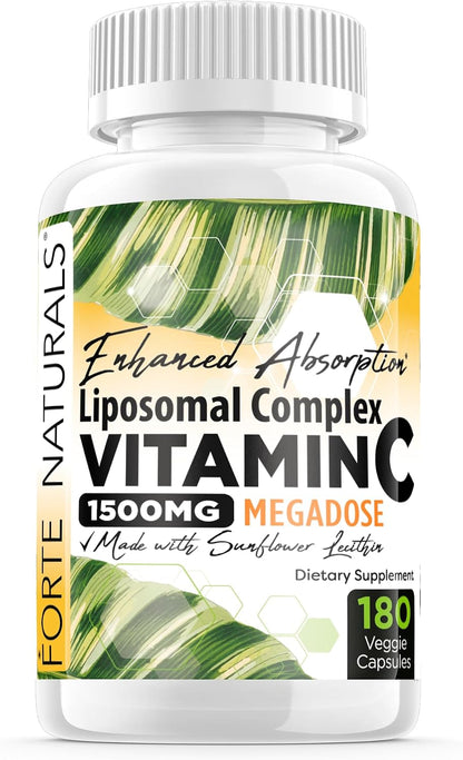 Forte Naturals Vitamina C Liposomal 1500mg con Lecitina de Girasol - 180 Cápsulas Veganas – Image 1
