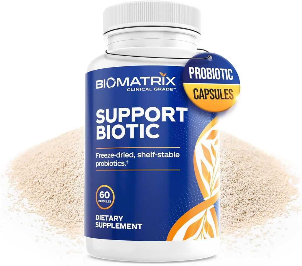 BioMatrix Saccharomyces boulardii Probiótico con L. paracasei, L. rhamnosus, Bifidobacterium, Acidophilus – Complemento Prebiótico – Estable a Temperatura, 30-60 Días