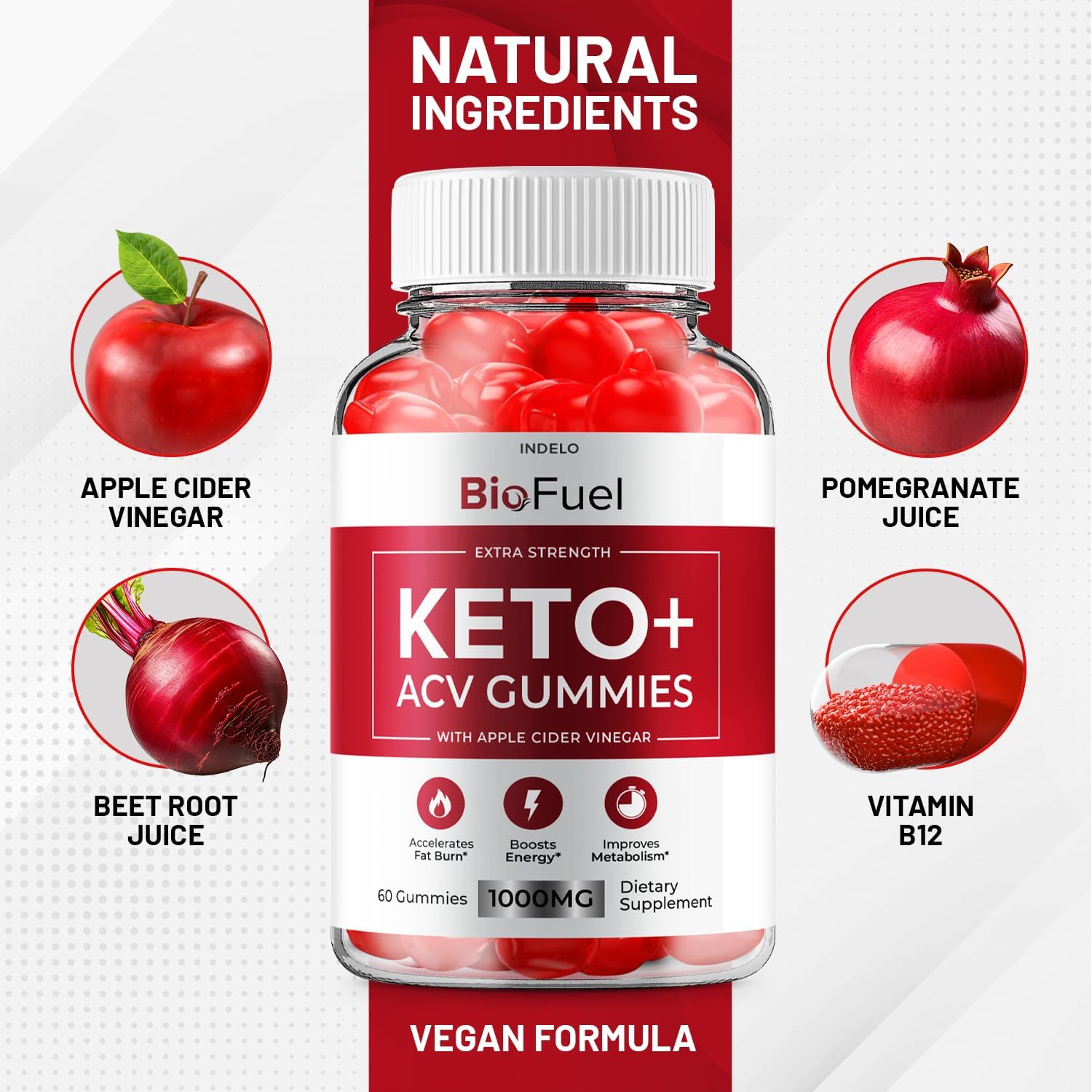 Bio Fuel Keto ACV Gummies – 3 Pack (180 Gominolas) – Fórmula Avanzada con Vinagre de Manzana