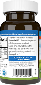Carlson Labs Vitamina D 4000 UI Suplemento Dietético en Cápsulas Blandas, 120 Cápsulas