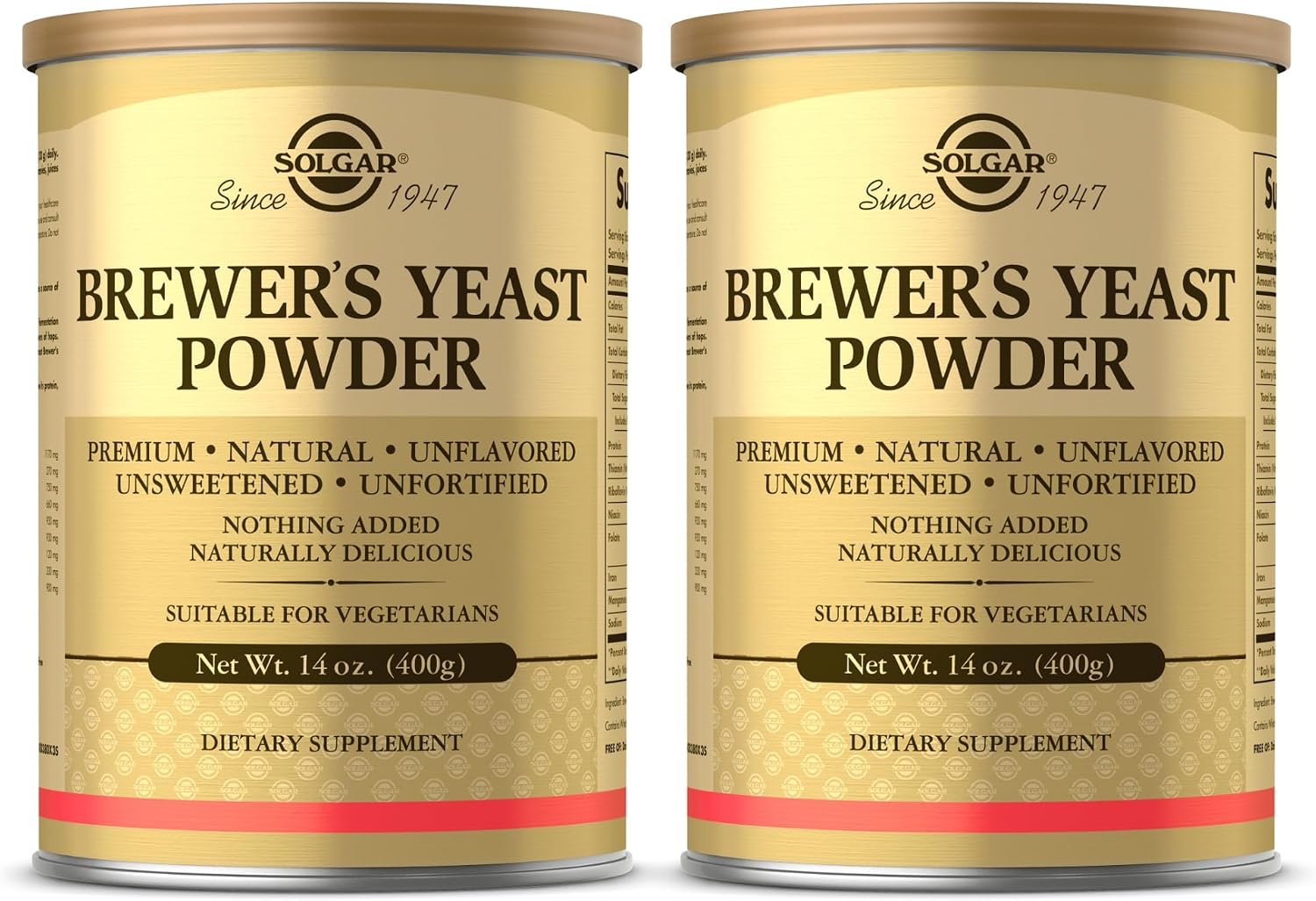 Solgar Levadura de Cerveza en Polvo - 396 g (Pack de 2) - Natural, sin Saborizantes ni Endulzantes - Apto para Vegetarianos - 26 Raciones