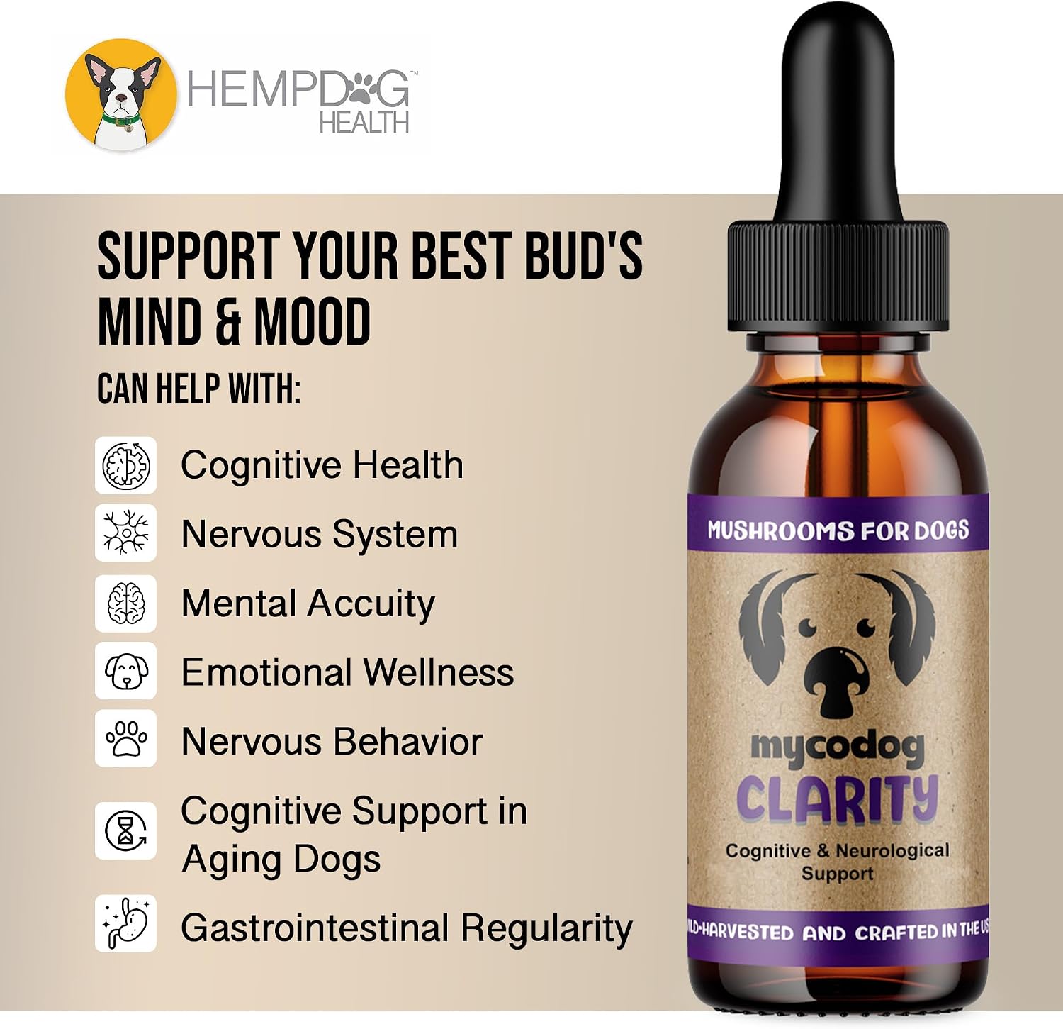 MycoDog Clarity - Complemento para la función cognitiva en perros mayores