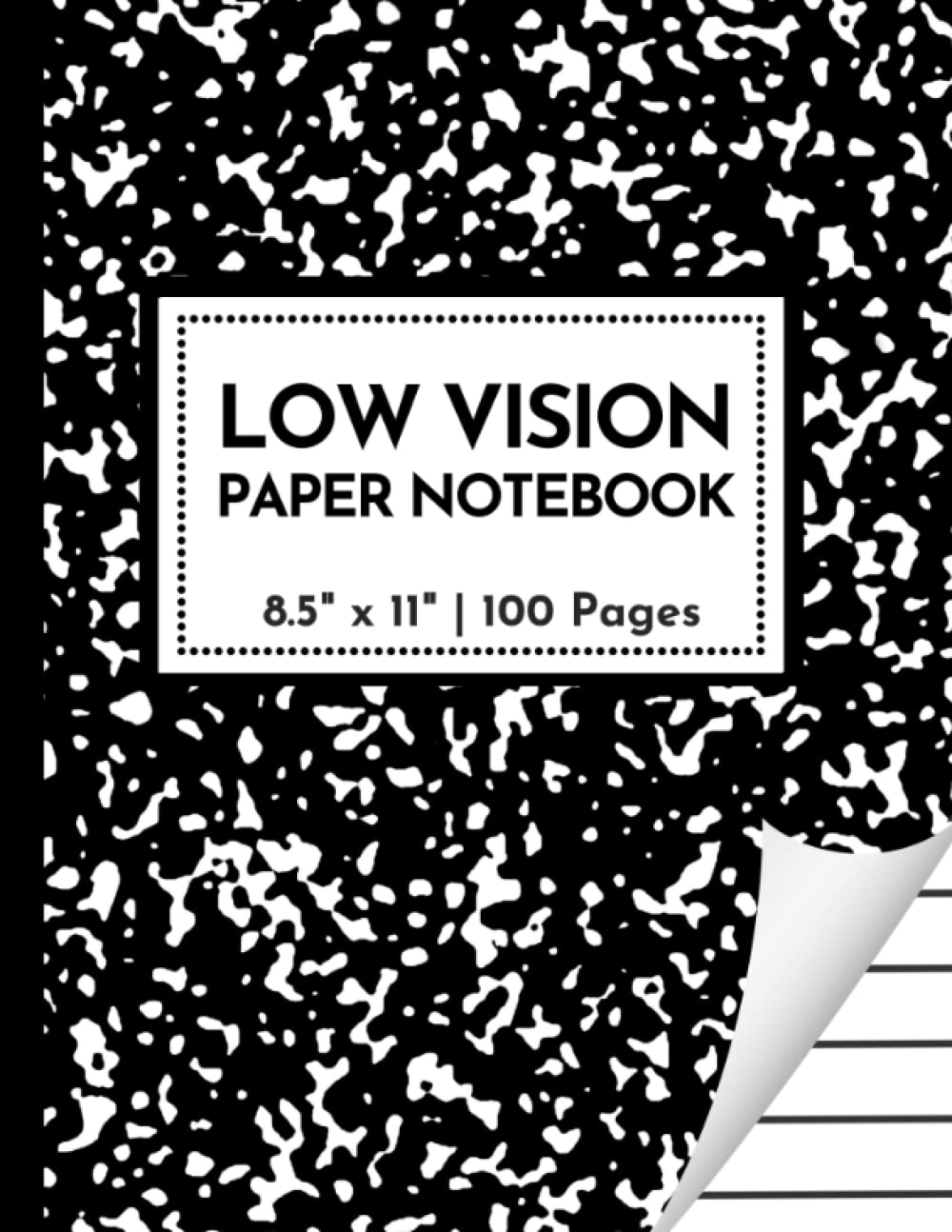LOW VISION Paper Notebook: Cuaderno de Escritura para Baja Visión con Líneas Gruesas y Espaciado Extra Ancho (21.6 x 27.9 cm)