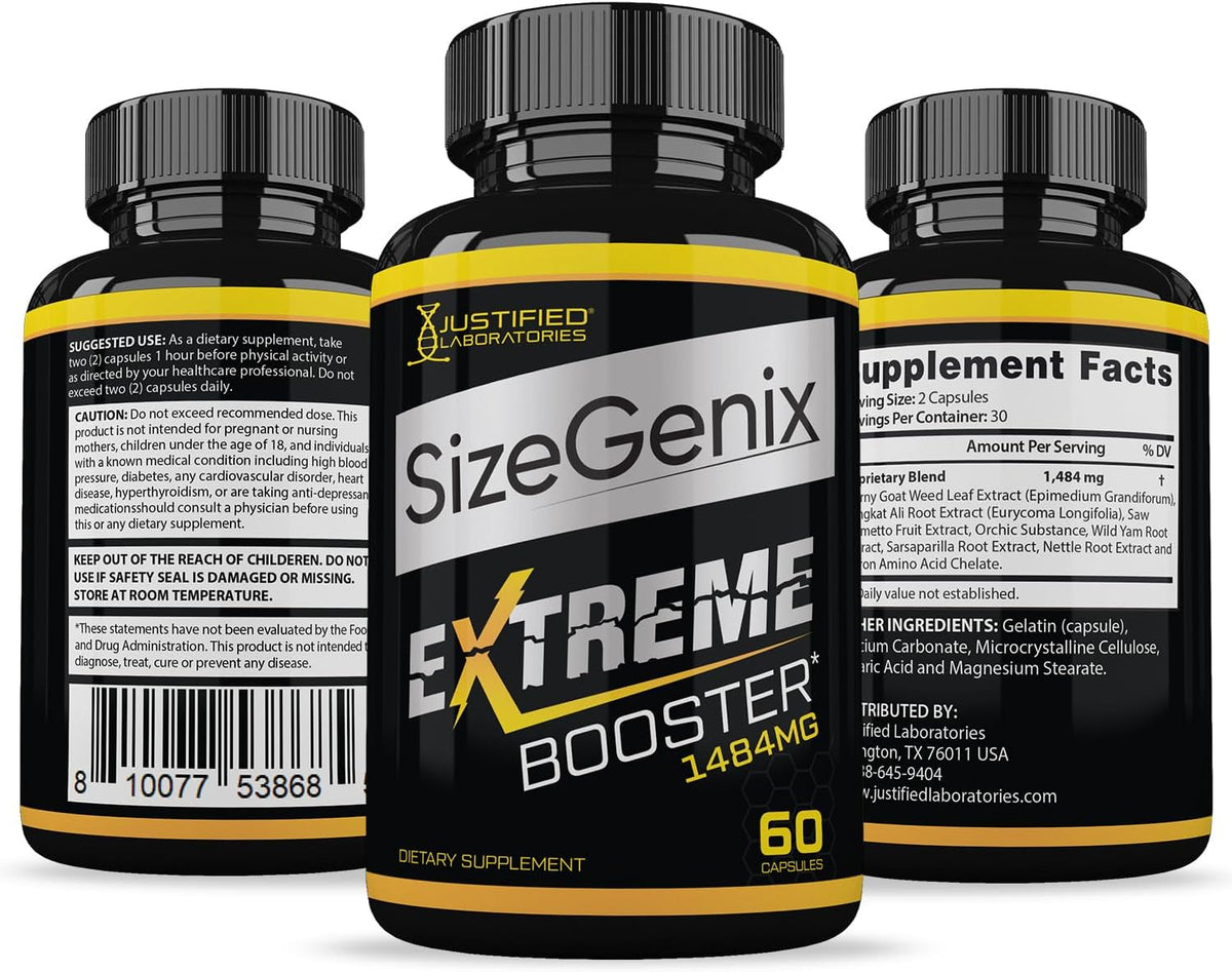Justified Laboratories Sizegenix Men's Health Supplement – 120 Cápsulas (2 Envases) – Image 6