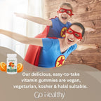 Go Healthy Kids Vitamin C Gummies – Gominolas de Vitamina C para Niños, Sabor Naranja, Veganas, Sin Gelatina, 60 unidades