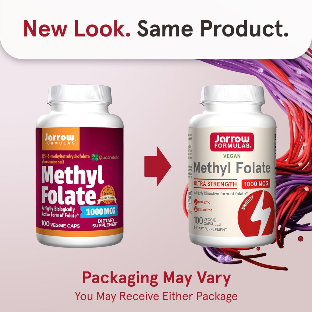 Jarrow Formulas Methyl Folate 1000 mcg - 100 Cápsulas Vegetales