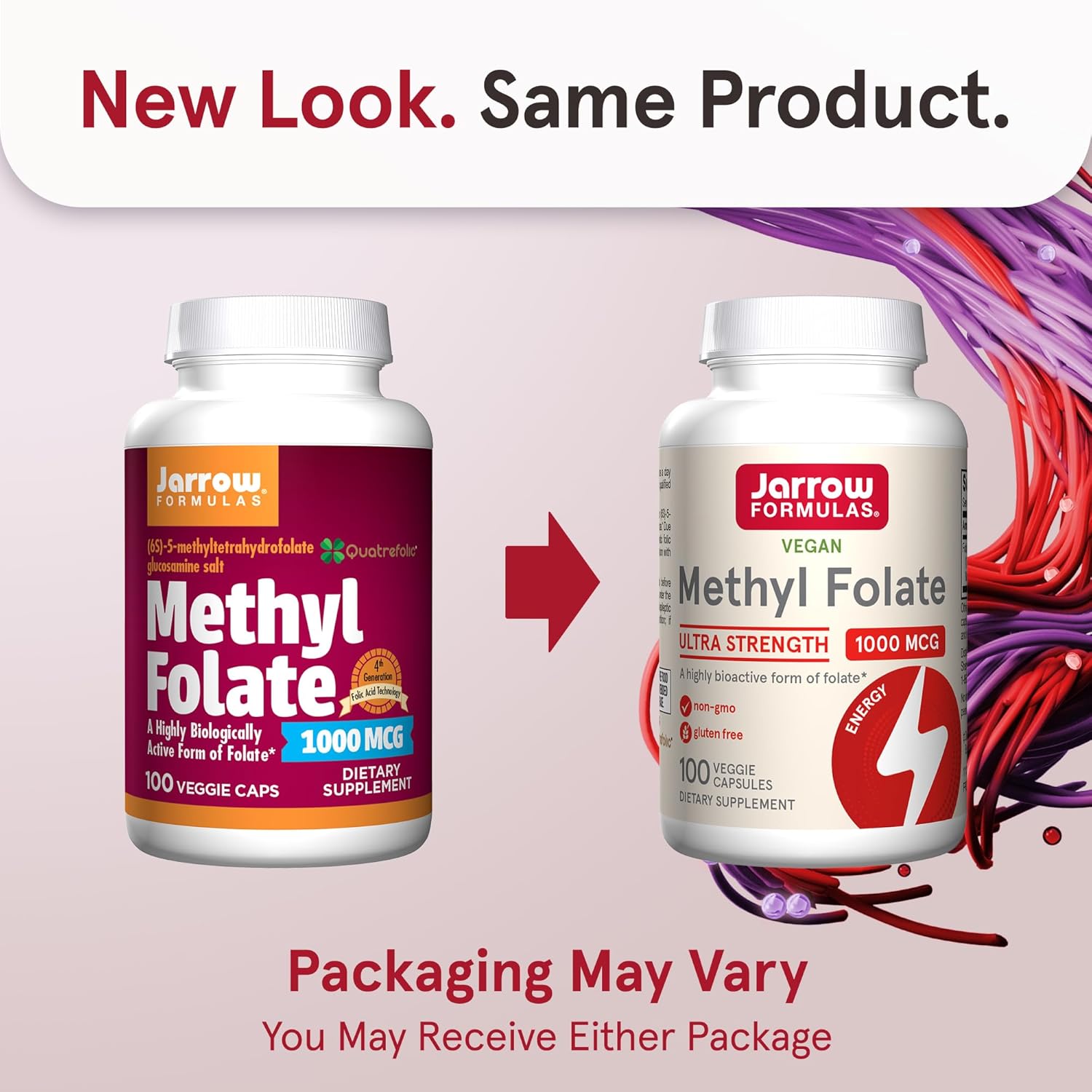 Jarrow Formulas Methyl Folate 1000 mcg - 100 Cápsulas Vegetales