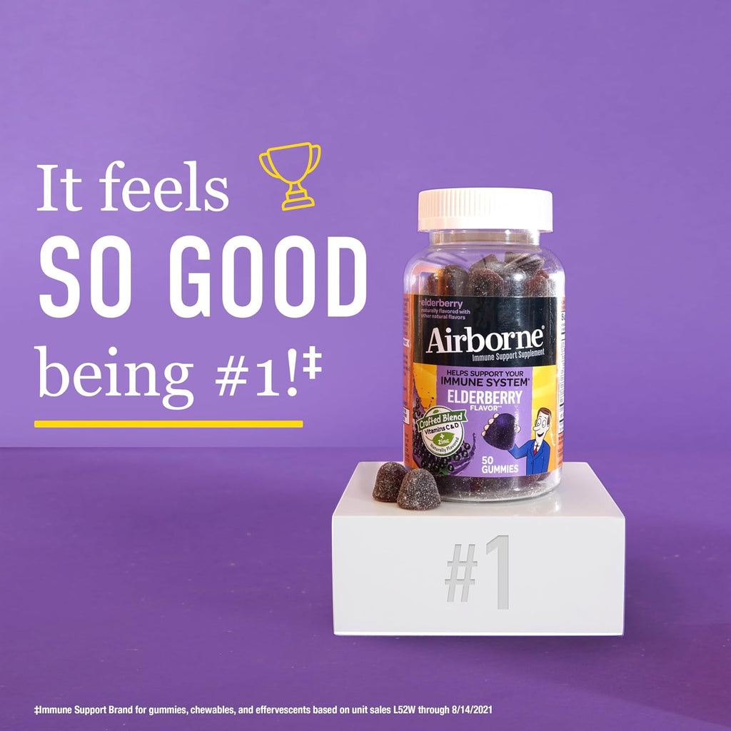 Airborne Gominolas de Saúco + Zinc y Vitamina C para Adultos, 60 gomitas