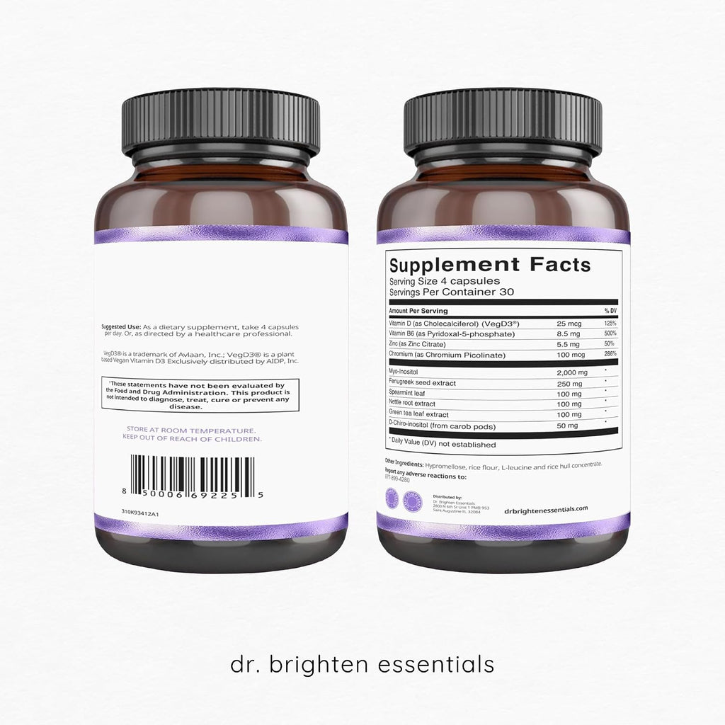 Dr. Brighten Myoinositol Plus - Fórmula con Myo y D-Chiro-Inositol para el Equilibrio Hormonal