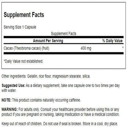 Swanson Full Spectrum Cacao (Cacao Crudo) - Suplemento Herbal para Apoyo Energético Suave - 60 Cápsulas – Image 2