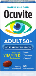 Ocuvite 50+ Eye Vitamin & Mineral Supplement, Multivitamin for Vision & Ocular Health with Omega-3, Zinc, Vitamins C & E, Lutein & Zeaxanthin, Zinc Supplements for Women and Men, 50 Softgels - 4 Pack