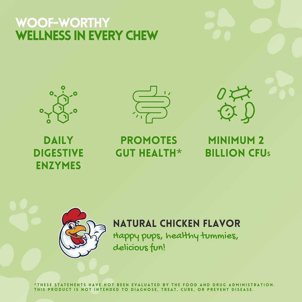 Herbion Pets Digestive Support Chews con Probióticos y Enzimas, 120 Masticables Blandos