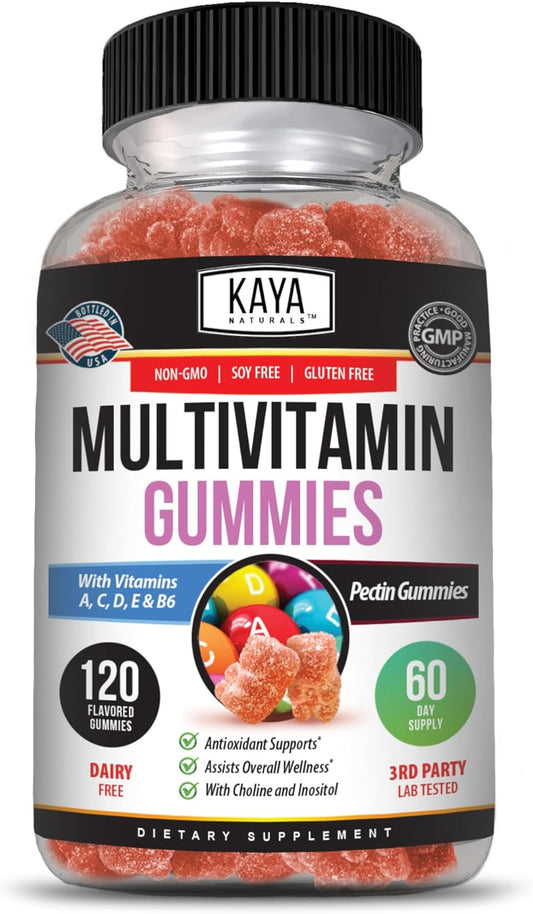 Kaya Naturals Multivitamínico en Gominolas para Adultos, 120 gominolas, Sabor Fresa